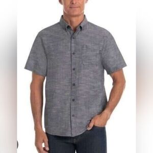 Faded Glory Men's Casual Gray Button Down Short-Sleeved Shirt Size Large